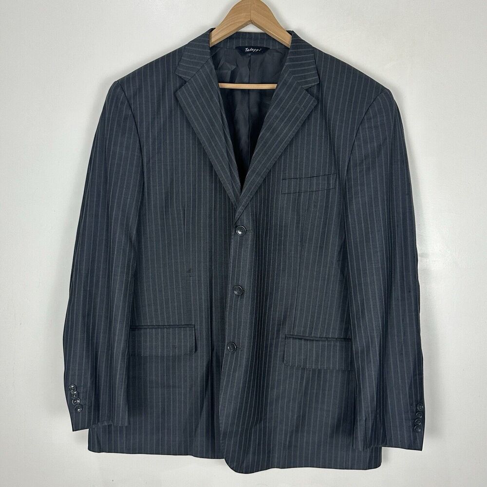 Talazzi Gray Striped Blazer Sz 46R  Super 130's Wool  Made In taly